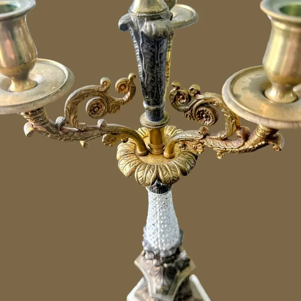 Vintage Heavy Brass Candelabra Table Lamp 3 Arm USA Stiffel Style